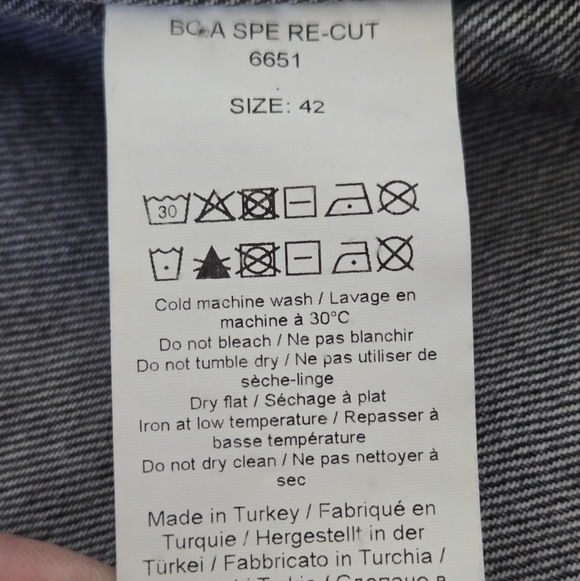 GANNI Womens Jacket Size EUR 42 / US Large Washed Black Denim Raw Hem Grunge - Picture 14 of 16